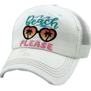 White Baseball Hat Sunhat Sunglasses Beach Please BEST SELLER Ventilated Hat NWT
